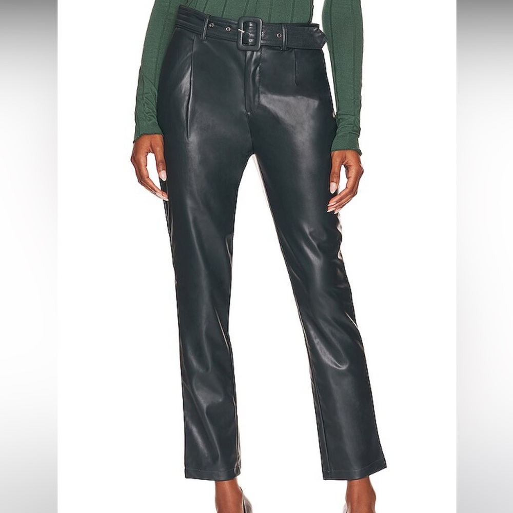 BCBGeneration Belted Faux Leather Pant in Hunter Green